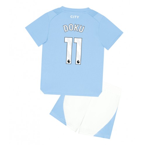 Manchester City Jeremy Doku #11 Domaci Dres za djecu 2023-24 Kratak Rukav (+ Kratke hlače)